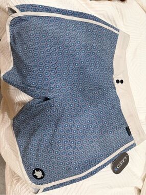 Laird Blue Hexagon Print Board Shorts with White Trim